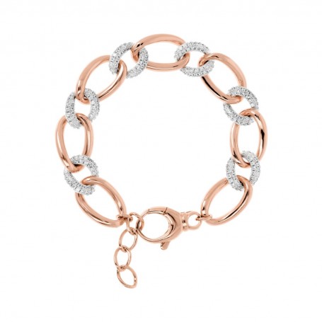 BRONZALLURE - BRACCIALE MAGLIE OVALI ED ELEMENTI PAVE' IN CUBIC ZIRCONIA