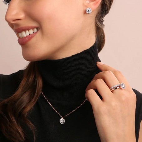 BRONZALLURE - ORECCHINI A BOTTONE FANTASIA IN CUBIC ZIRCONIA