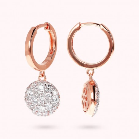 BRONZALLURE - ORECCHINI A CERCHIO CON PENDENTE PAVÈ IN CUBIC ZIRCONIA