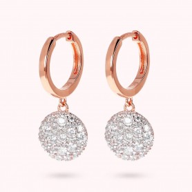 BRONZALLURE - ORECCHINI A CERCHIO CON PENDENTE PAVÈ IN CUBIC ZIRCONIA