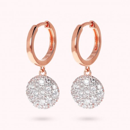 BRONZALLURE - ORECCHINI A CERCHIO CON PENDENTE PAVÈ IN CUBIC ZIRCONIA