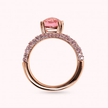 BRONZALLURE - ANELLO SOLITARIO CON PRISMA GEM QUADRATA E PAVE'