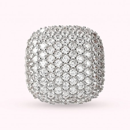 BRONZALLURE - ANELLO CHEVALIER QUADRATO CON PAVE' IN CUBIC ZIRCONIA