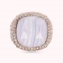 BRONZALLURE - ANELLO CHEVALIER CON PIETRA NATURALE QUADRATA E PAVÈ DI NANO GEM