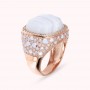 BRONZALLURE - ANELLO CHEVALIER CON PIETRA NATURALE QUADRATA E PAVÈ DI NANO GEM
