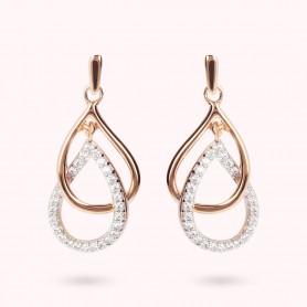 BRONZALLURE - ORECCHINI PENDENTI DOPPIA GOCCIA PAVÈ IN CUBIC ZIRCONIA