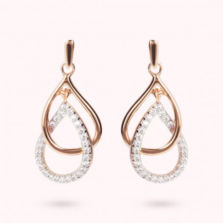 BRONZALLURE - ORECCHINI PENDENTI DOPPIA GOCCIA PAVÈ IN CUBIC ZIRCONIA
