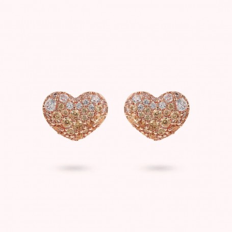 BRONZALLURE - ORECCHINI CUORE A LOBO CON PAVE' IN CUBIC ZIRCONIA