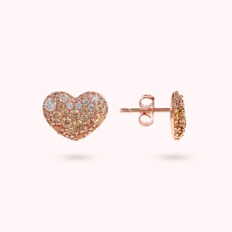 BRONZALLURE - ORECCHINI CUORE A LOBO CON PAVE' IN CUBIC ZIRCONIA