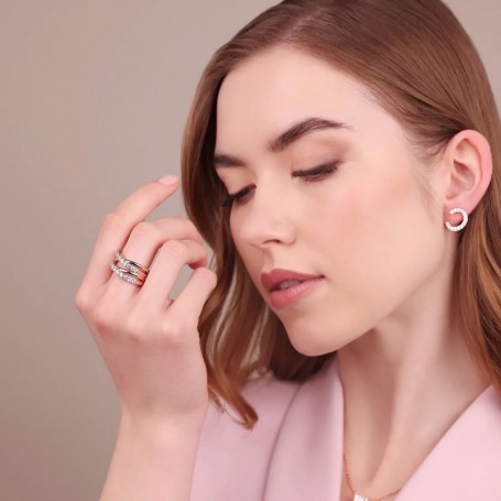 BRONZALLURE - ANELLO A FASCIA MULTIFILO INTRECCIATO CON CUBIC ZIRCONIA