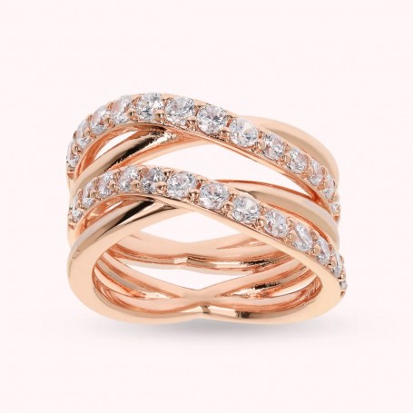 BRONZALLURE - ANELLO A FASCIA MULTIFILO INTRECCIATO CON CUBIC ZIRCONIA