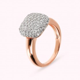 BRONZALLURE - ANELLO COCKTAIL CON ELEMENTO QUADRATO PAVÈ IN CUBIC ZIRCONIA