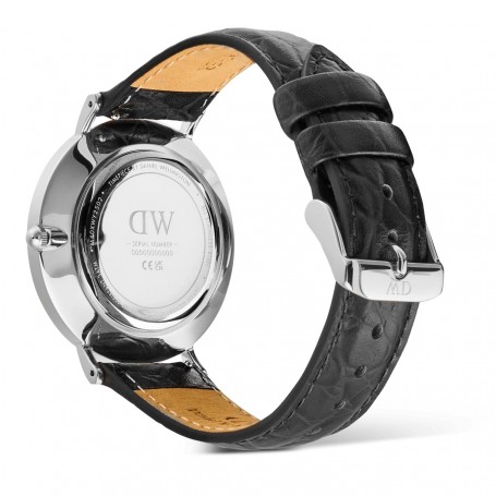 DANIEL WELLINGTON - OROLOGIO CLASSIC ROMAN NUMERALS DATE BLACK CROC BELLY SILVER - 40MM