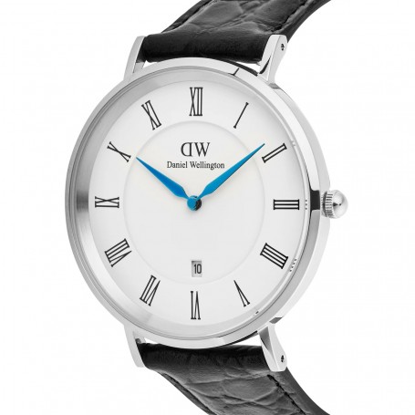DANIEL WELLINGTON - OROLOGIO CLASSIC ROMAN NUMERALS DATE BLACK CROC BELLY SILVER - 40MM