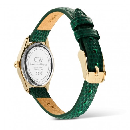 DANIEL WELLINGTON - OROLOGIO OPHELIA MINI GREEN LIZARD WHITE GUILLOCHÈ GOLD - 22x25,5MM