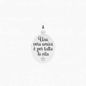 KIDULT - COLLEZIONE VERA AMICA - CIONDOLO OVALE CON FRASE VERA AMICA