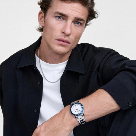 DANIEL WELLINGTON - OROLOGIO ICONIC PARADIGMA LINK BLUE BEZEL SILVER - 40MM