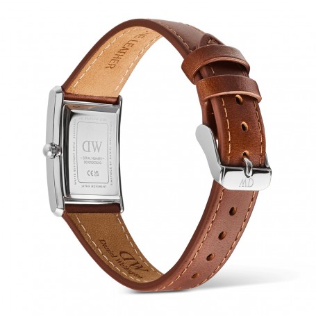 DANIEL WELLINGTON - OROLOGIO BOUND LIGHT BROWN ARCTIC GUILLOCHÈ SILVER - 24x35MM