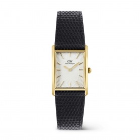 DANIEL WELLINGTON - OROLOGIO BOUND BLACK LIZARD GUILLOCHÈ GOLD - 24X35MM