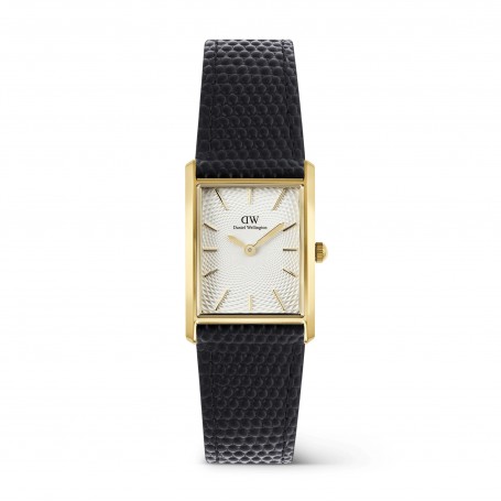 DANIEL WELLINGTON - OROLOGIO BOUND BLACK LIZARD GUILLOCHÈ GOLD - 24X35MM