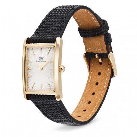 DANIEL WELLINGTON - OROLOGIO BOUND BLACK LIZARD GUILLOCHÈ GOLD - 24X35MM
