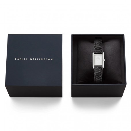 DANIEL WELLINGTON - OROLOGIO BOUND MINI BLACK LIZARD SILVER - 17X25,9MM