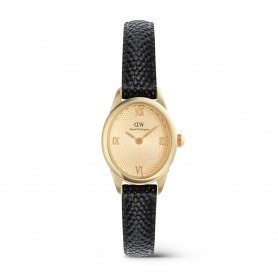 DANIEL WELLINGTON - OROLOGIO OPHELIA MINI BLACK LIZARD UNITONE GUILLOCHÈ GOLD - 22X25,5MM
