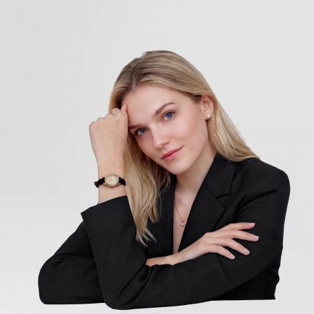 DANIEL WELLINGTON - OROLOGIO OPHELIA MINI BLACK LIZARD UNITONE GUILLOCHÈ GOLD - 22X25,5MM