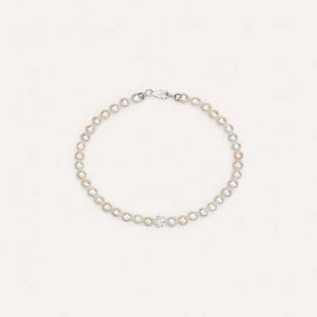 STROILI - BRACCIALE GABRIELLE ORO BIANCO PERLA D'ACQUA DOLCE BIANCO CRISTALLO