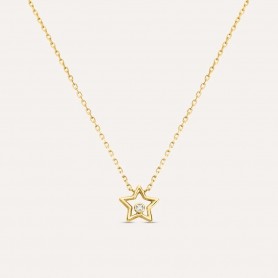 STROILI - COLLANA STELLA MON PETIT ORO BICOLORE MAGLIA FORZATINA DIAMANTE
