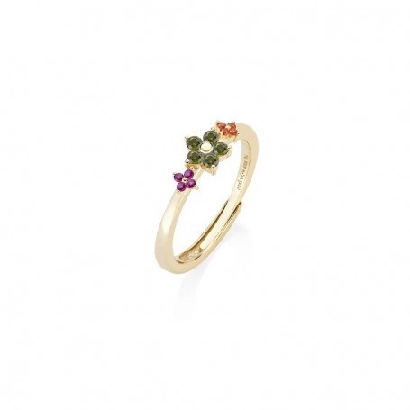AMEN - ANELLO PRIMULA VERDE DORATO IN ARGENTO 925