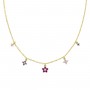AMEN - COLLANA PRIMULA FUCSIA E DORATA IN ARGENTO 925