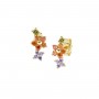 AMEN - ORECCHINI A LOBO PRIMULA ARANCIONE DORATI IN ARGENTO 925