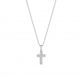 AMEN - COLLANA CROCE IN ACCIAIO CON ZIRCONI BIANCHI