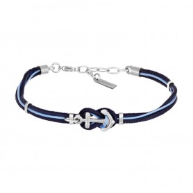 AMEN - BRACCIALE IO&TE BLU E AZZURRO IN ACCIAIO E  CORDA