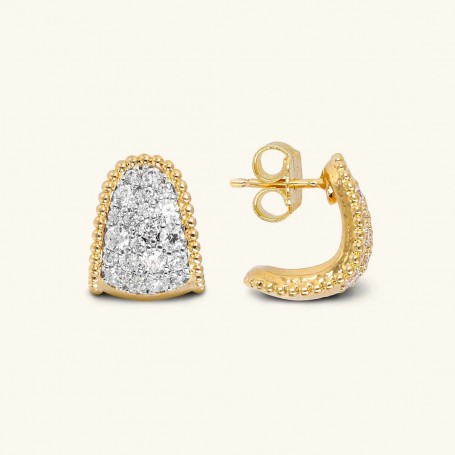 ETRUSCA - ORECCHINI A LOBO GRADUATI CON  PAVÈ IN CUBIC ZIRCONIA