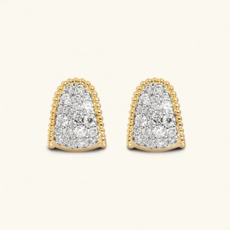 ETRUSCA - ORECCHINI A LOBO GRADUATI CON  PAVÈ IN CUBIC ZIRCONIA