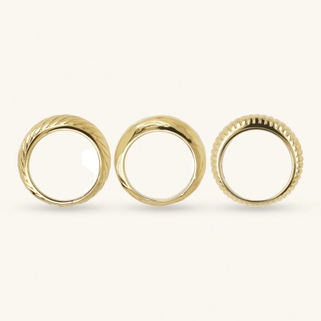 ETRUSCA - SET DI ANELLI FEDINE MARTELLATI E RIGATI