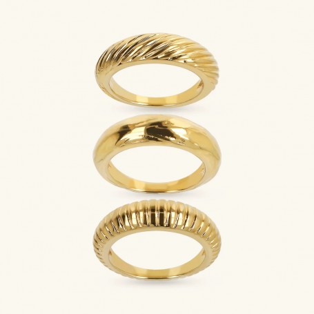 ETRUSCA - SET DI ANELLI FEDINE MARTELLATI E RIGATI