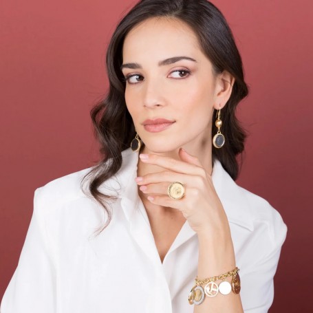 ETRUSCA - ANELLO CHEVALIER MARTELLATO CON MONETA ORIGINALE