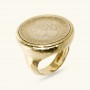 ETRUSCA - ANELLO CHEVALIER MARTELLATO CON MONETA ORIGINALE