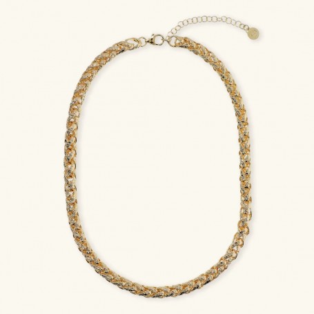 ETRUSCA - COLLANA GIROCOLLO MAXI CATENA SPIGA MARTELLATA