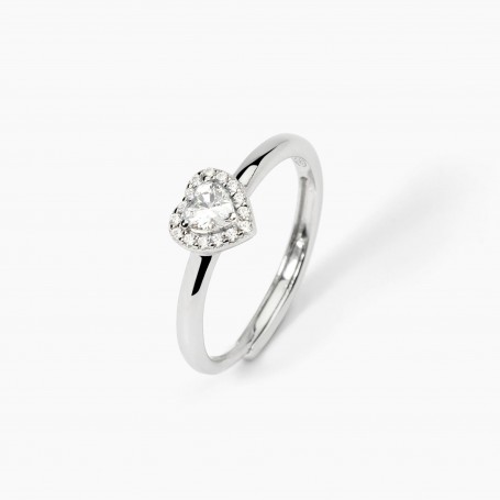 MABINA - COLLEZIONE LOVE AFFAIR - ANELLO IN ARGENTO DA DONNA CON ZIRCONE BIANCO TAGLIO CUORE