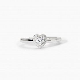 MABINA - COLLEZIONE LOVE AFFAIR - ANELLO IN ARGENTO DA DONNA CON ZIRCONE BIANCO TAGLIO CUORE
