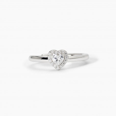 MABINA - COLLEZIONE LOVE AFFAIR - ANELLO IN ARGENTO DA DONNA CON ZIRCONE BIANCO TAGLIO CUORE