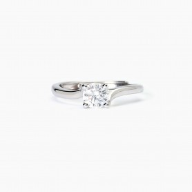 MABINA - COLLEZIONE SOLITAIRE - ANELLO SOLITARIO CONTRARIÈ IN ARGENTO CON ZIRCONE DA DONNA