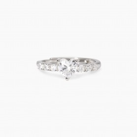 MABINA - COLLEZIONE ROUGE - ANELLO IN ARGENTO CON CUORE E ZIRCONI BIANCHI