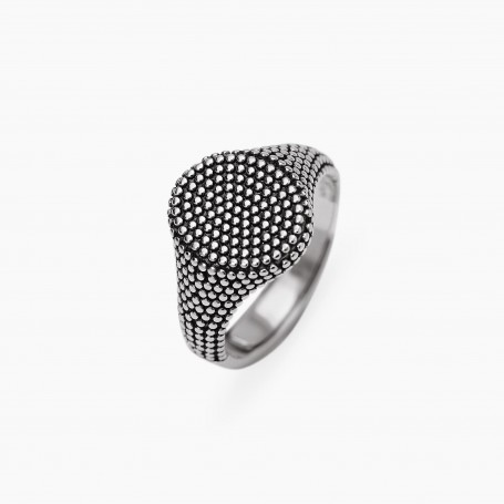 MABINA - COLLEZIONE FORTNIGHT - ANELLO CHEVALIER OVALE CON BORCHIE DA UOMO