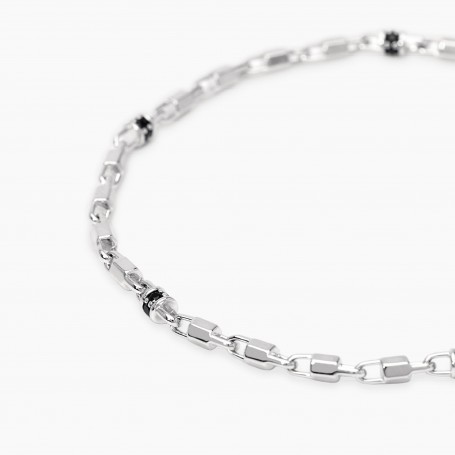 MABINA - COLLEZIONE WAY OUT - BRACCIALE REGOLABILE CON ELEMENTI ESAGONALI E ZIRCONI NERI