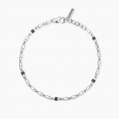 MABINA - COLLEZIONE WAY OUT - BRACCIALE REGOLABILE CON ELEMENTI ESAGONALI E ZIRCONI NERI